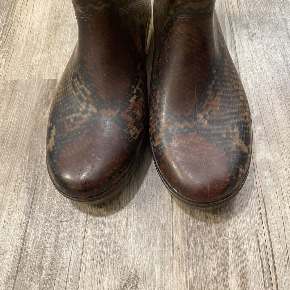 Stuart Weitzman Brown Snake Print Rain Boots - image 4
